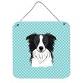 Micasa Checkerboard Blue Border Collie Aluminum Metal Wall Or Door Hanging Prints6 x 6 In. MI730519